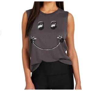 Lauren Moshi Gray Graphic Muscle Tank